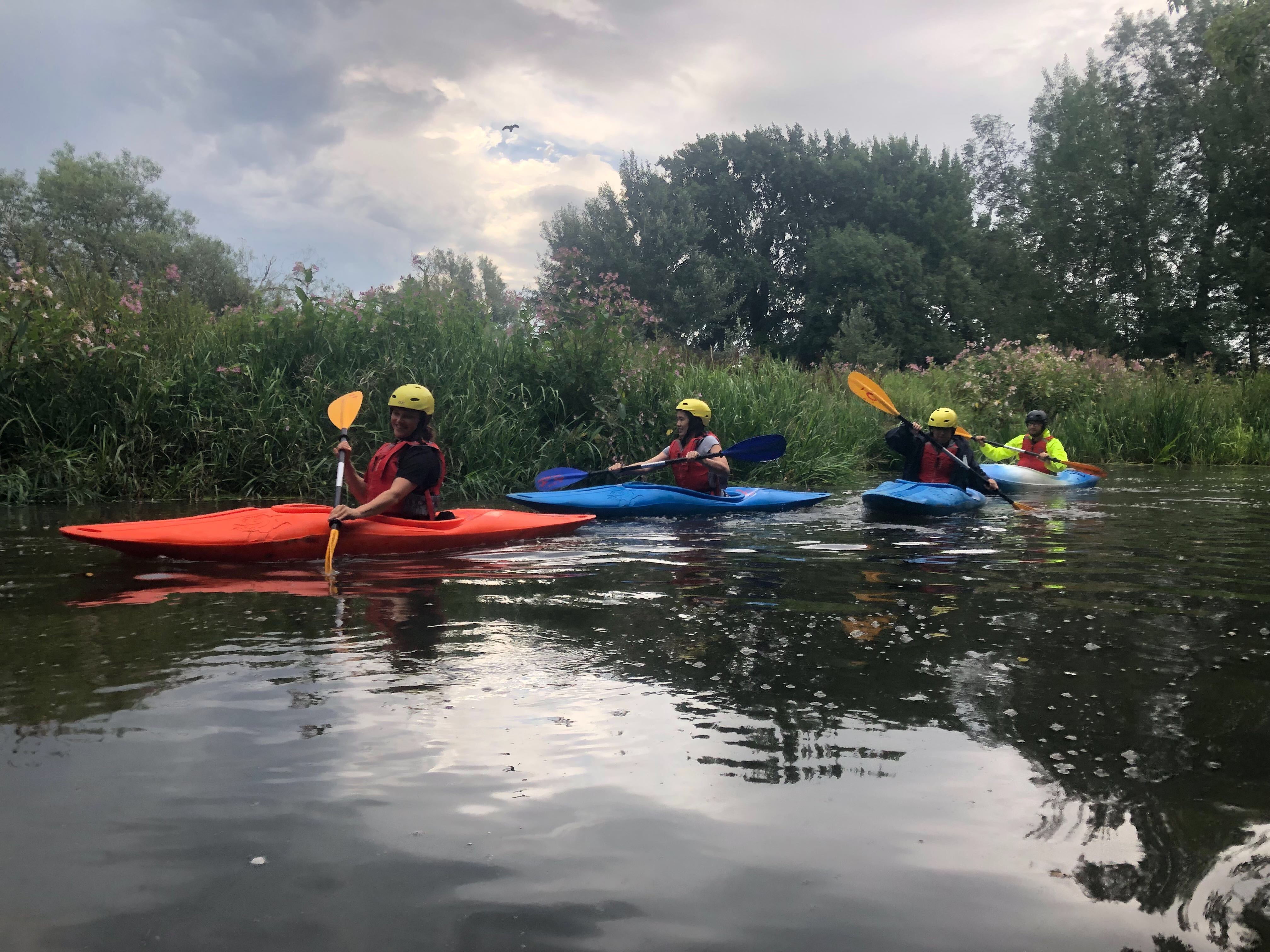 Four intrepit kayakers