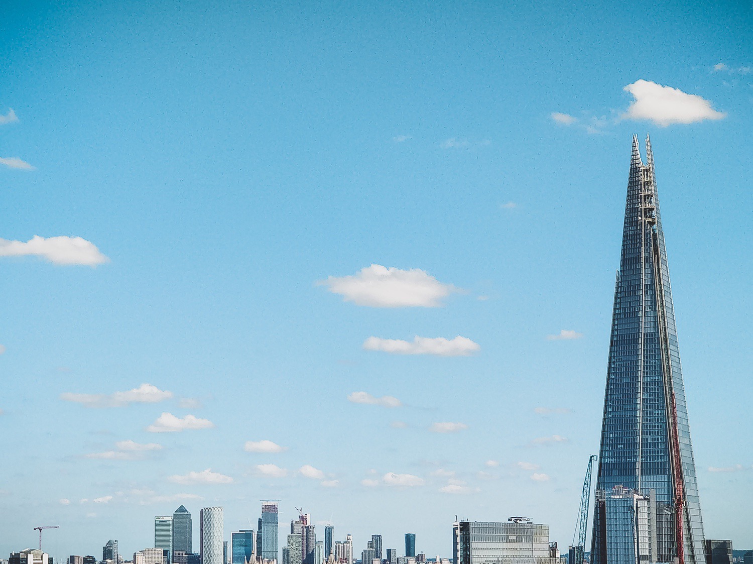 The Shard, and Canary Wharf/Canada Water from the Tate viewing platform