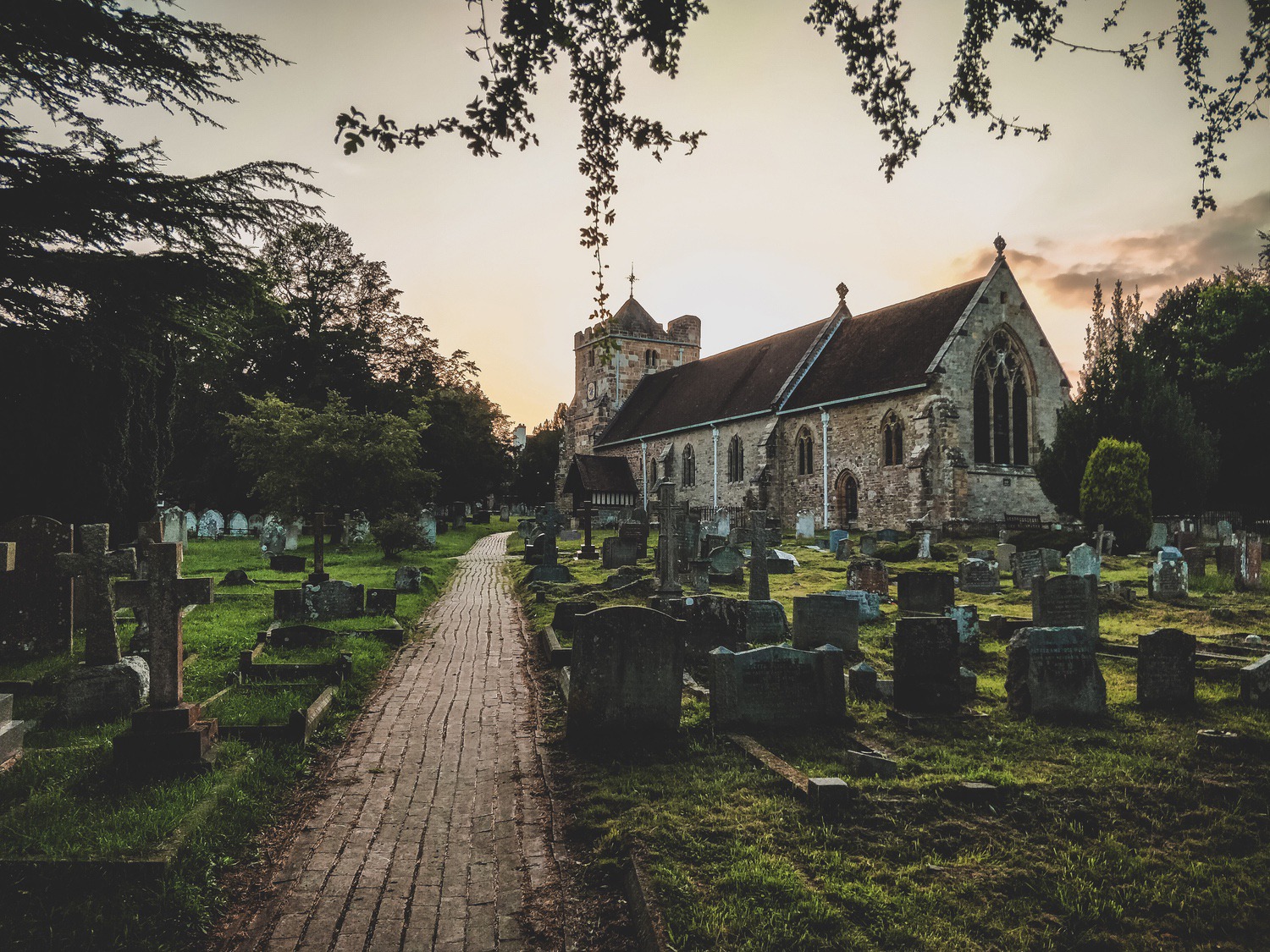 Newick church at sunset