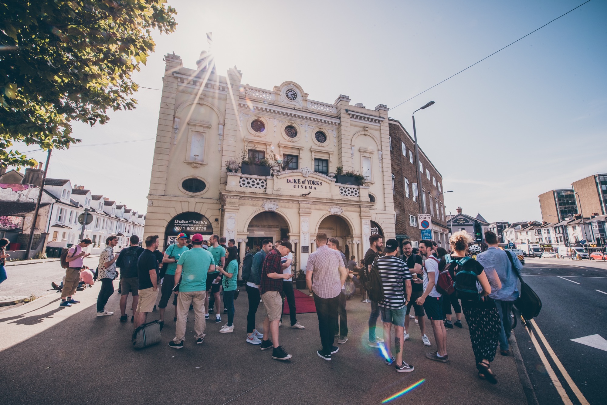 The crowds gathering outside the Duke of York.