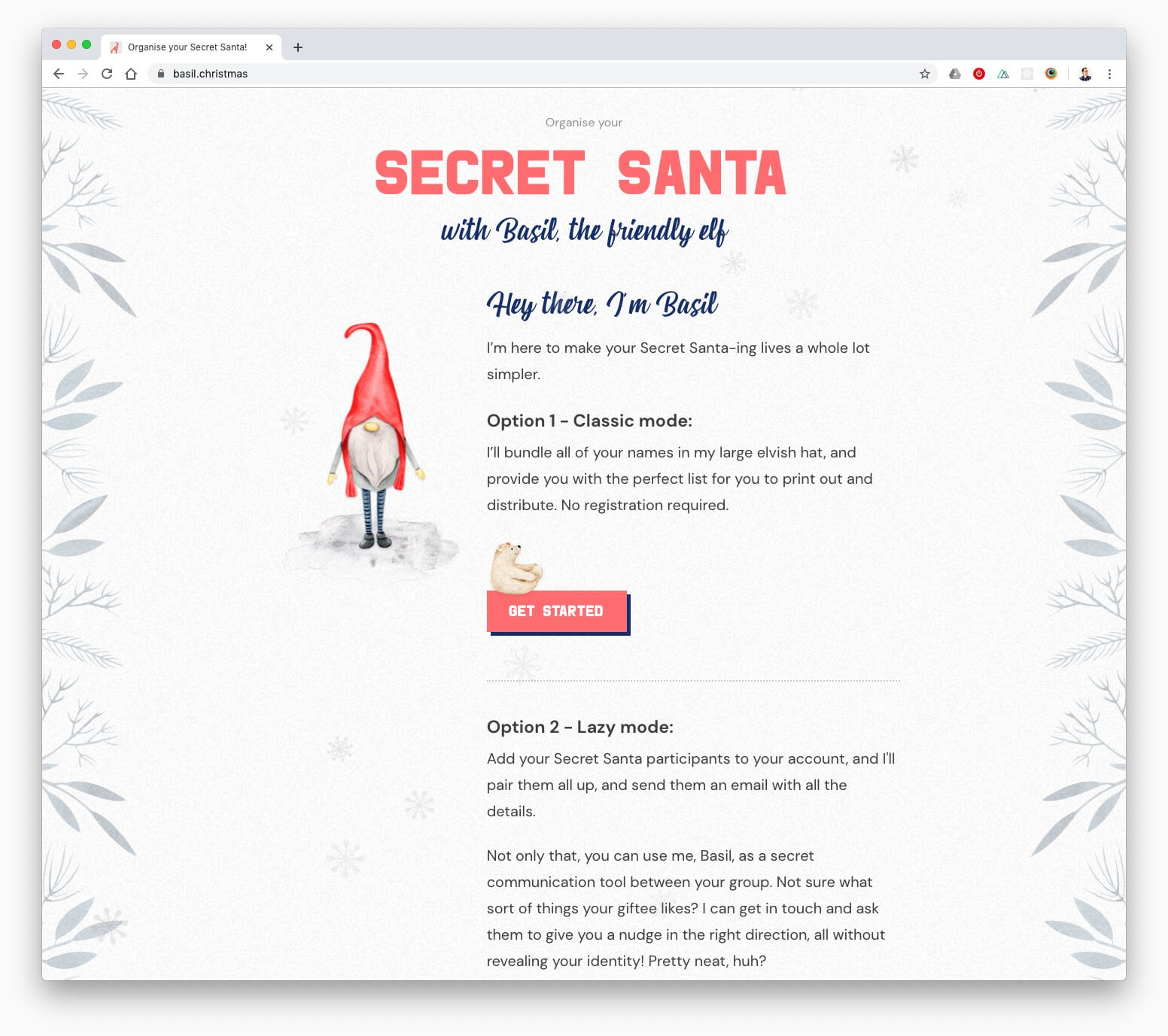 tin Psychologically site Basil: Secret Santa as a Service | Trys Mudford