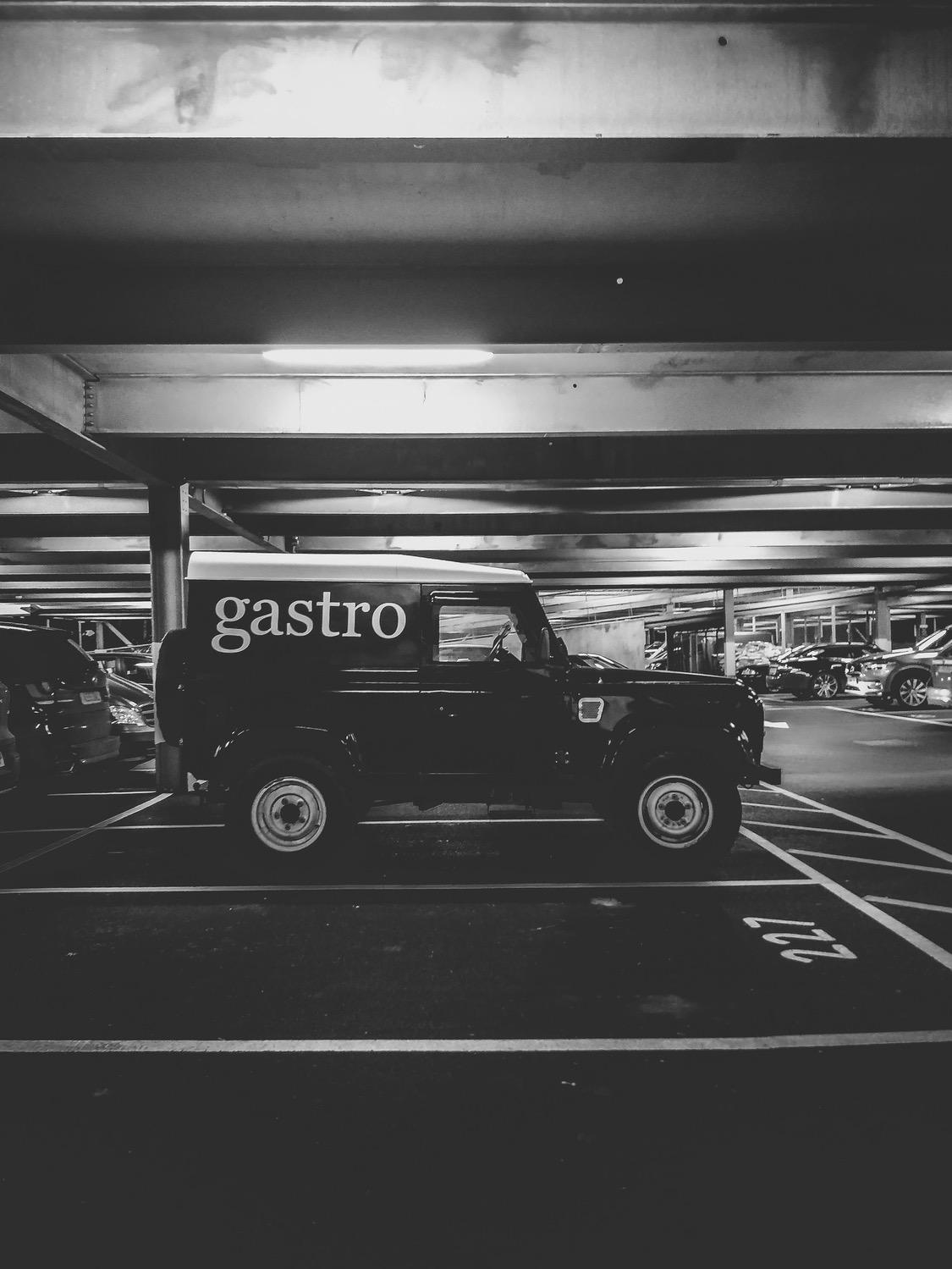 Land Rover Defender at the station